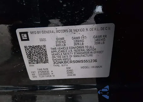 2021 Chevrolet Blazer Fwd 2Lt из США, поврежденный, VIN 3GNKBCRS0MS551236